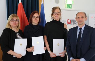 Ute Paulweber, Martina Platter, Ulrike Brantner (Katholisches Bildungswerk Steiermark), Anton Hörting (Bundesministerium für Arbeit, Soziales, Gesundheit und Konsumentenschutz)