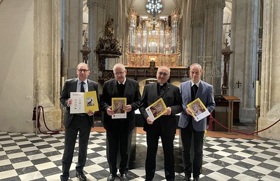 Freude über die gelungene Domsanierung: Martin Schaller, Heinrich Schnuderl, Wilhelm Krautwaschl und Ewald Pristavec.
