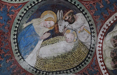 Auf diesem Fresko im Brixner Dom wird Jesus wie Moses im Korb dargestellt.