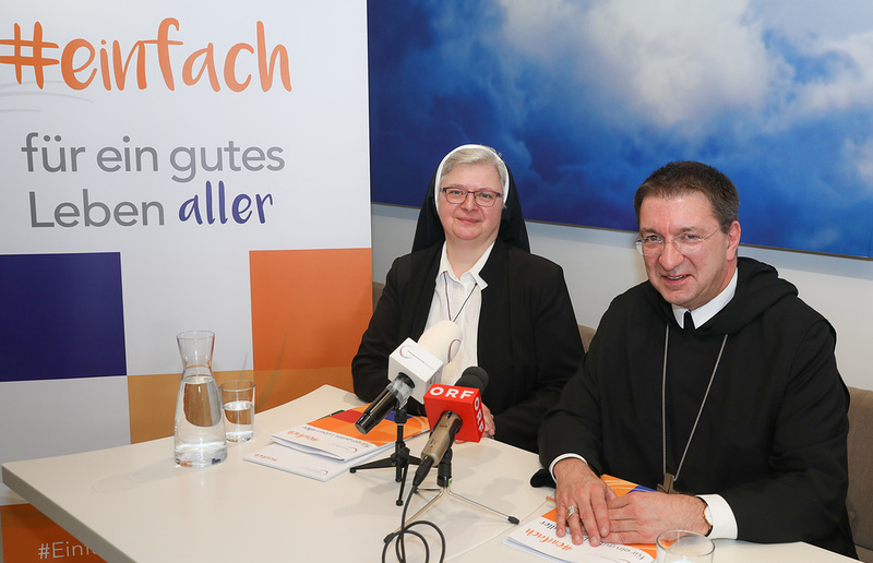 Schauer Die beiden neuen Vorsitzenden der Österreichischen Ordenskonferenz Sr. Franziska Bruckner und Erzabt Korbinian Birnbacher.