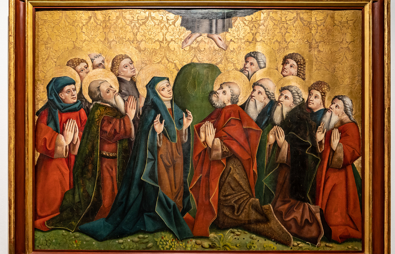 Tafel des Rottweiler Hochaltars mit einer Darstellung der Himmelfahrt Christi. / Wikimedia Commons, public domain