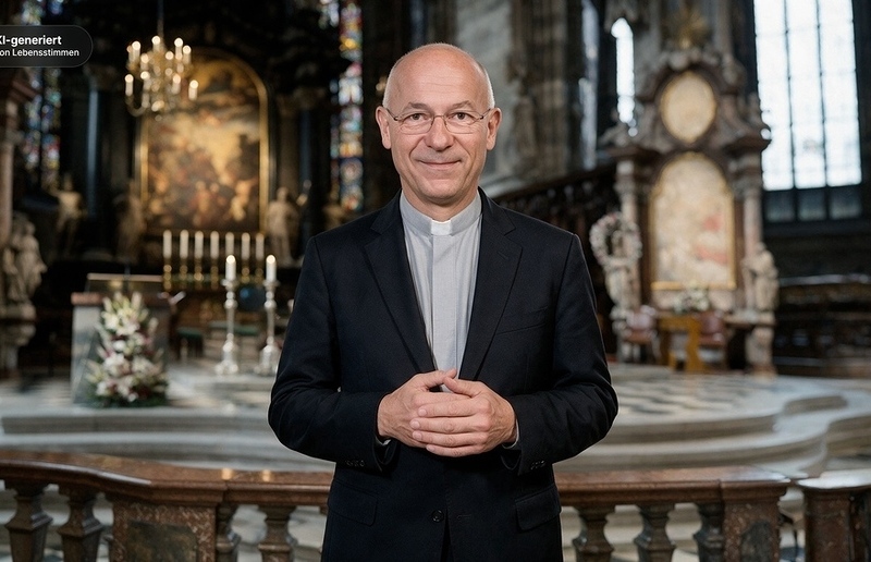 Der 'Fabertar' in Aktion | KI-generiert / lebensstimmen.com Toni Faber stellt sich als Avatar für Trauerreden zur Verfügung.