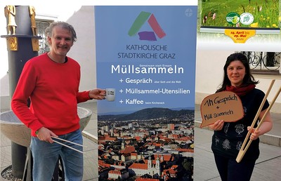 Eine Stunde Gespräch und Müllsammeln, zum Abschluss eine Tasse Kaffee - das Erfolgsrezept der Stadtkirche für den Frühjahrsputz. 