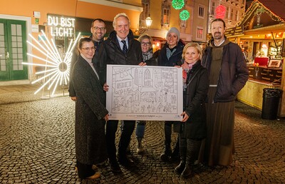 Verena Hölzlsauer (Citymanagement), Helmut Schmidt (Kommunikation Diözese), Günther Riegler (Stadtrat), Katrin Leinfellner (Komm. Diözese), Anna Prem (Künstlerin), Gertraud Schaller-Pressler (Kirchen Kultur Graz),  P. Andreas Holl (Franziskaner)
