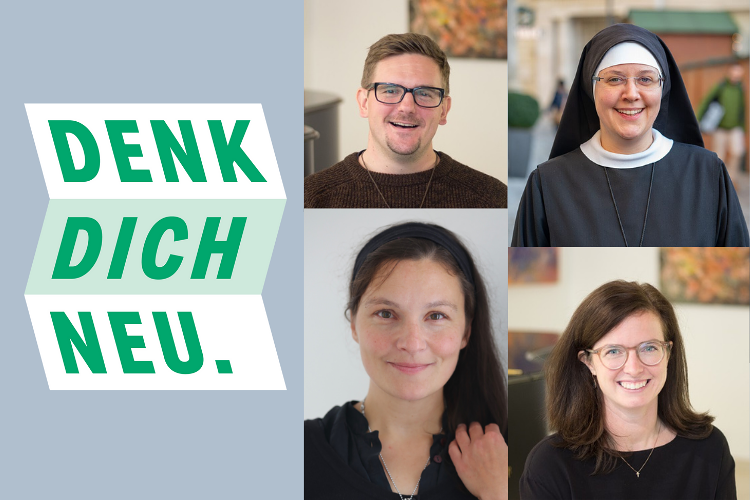PB Kommunikation / Canva Im Life Chat sind abwechselnd online: Michael Klučka und Nathanaela Gmoser (oben), Katharina Fuchs und Lisa Huber (unten).