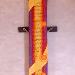 Das dreiteilige Fastentuch in der Pfarrkirche Birkfeld (künstlerische Gestaltung: Hans Reitbauer, www.hans-reitbauer.at )