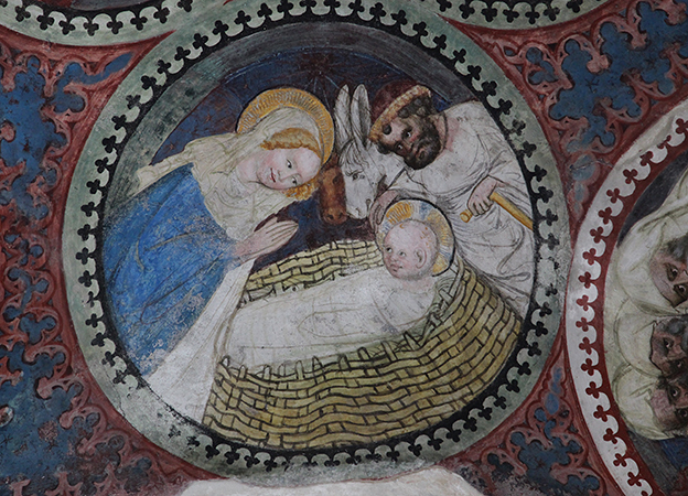 Auf diesem Fresko im Brixner Dom wird Jesus wie Moses im Korb dargestellt.