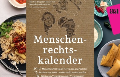 Der Menschenrechtskalender stellt 15 herausragende Persönlichkeiten und 15 Rezepte vor
