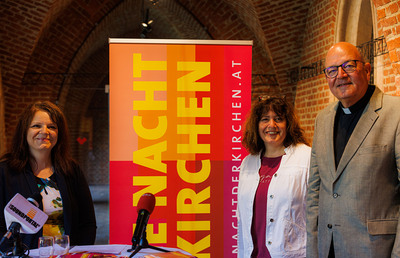 Präsentierten Highlights des Programmes: Constanze Grininger-Ofner, Christine Kickmaier und Stadtpfarrpropst Christian Leibnitz.