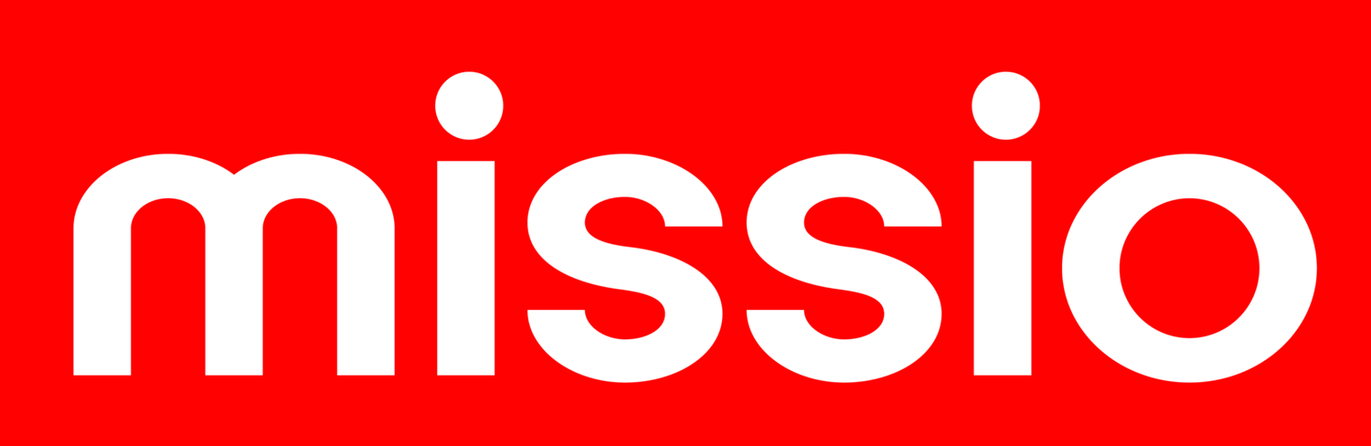 auf einem roten Hintergrund steht in weißer Schrift das Wort 'missio'