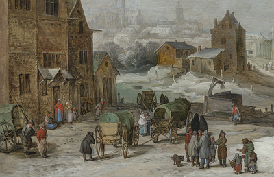 In der Alten Galerie sind auch etliche Werke holländischer Künstler zu sehen, wie hier die 'Flämische Dorfstraße' von Joos de Momper d. J. (1564–1635)