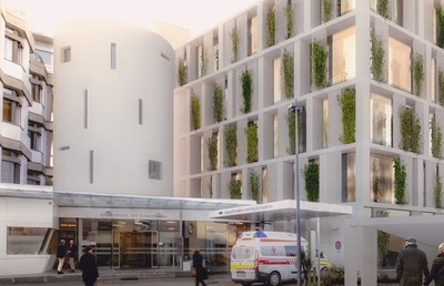 Ansicht des geplanten Umbaues des Krankenhauses der Elisabethinen.
